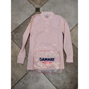 Vintage New Damart Thermolactyl Women's Pink Long Sleeve Half Button Made In USA